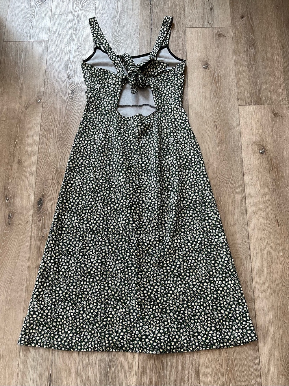 Free People Lorelai Printed Black Floral Midi Dress Size Large - Picture 4 of 10